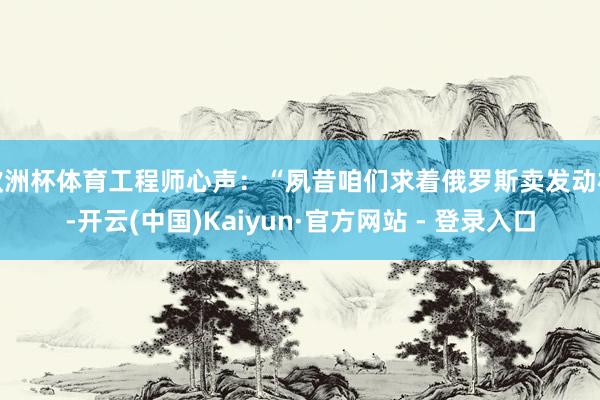 欧洲杯体育工程师心声：“夙昔咱们求着俄罗斯卖发动机-开云(中国)Kaiyun·官方网站 - 登录入口