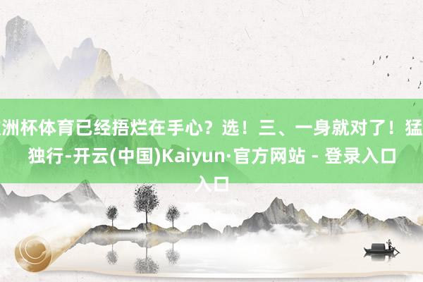 欧洲杯体育已经捂烂在手心？选！三、一身就对了！猛兽独行-开云(中国)Kaiyun·官方网站 - 登录入口
